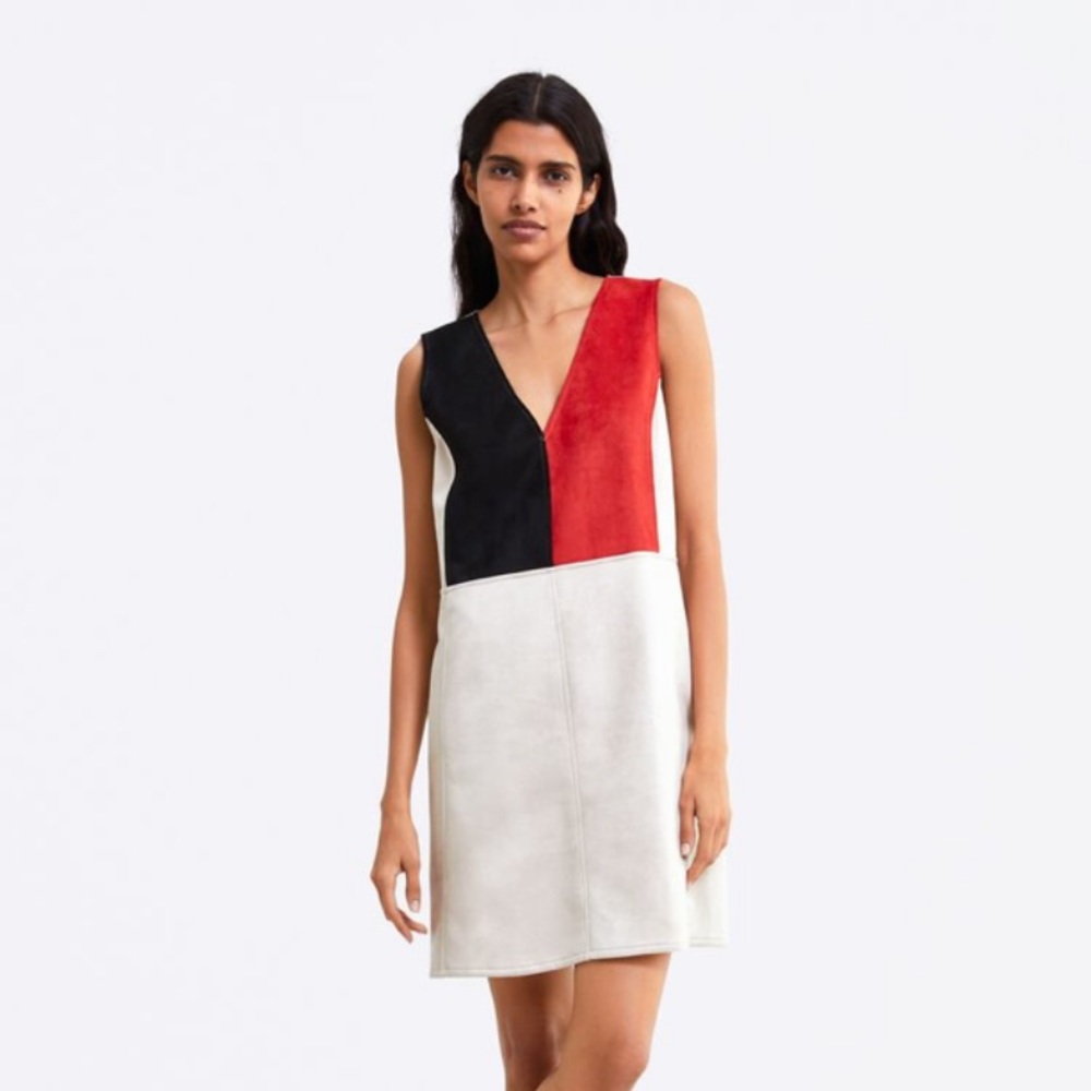 Zara Faux Suede color-block dress